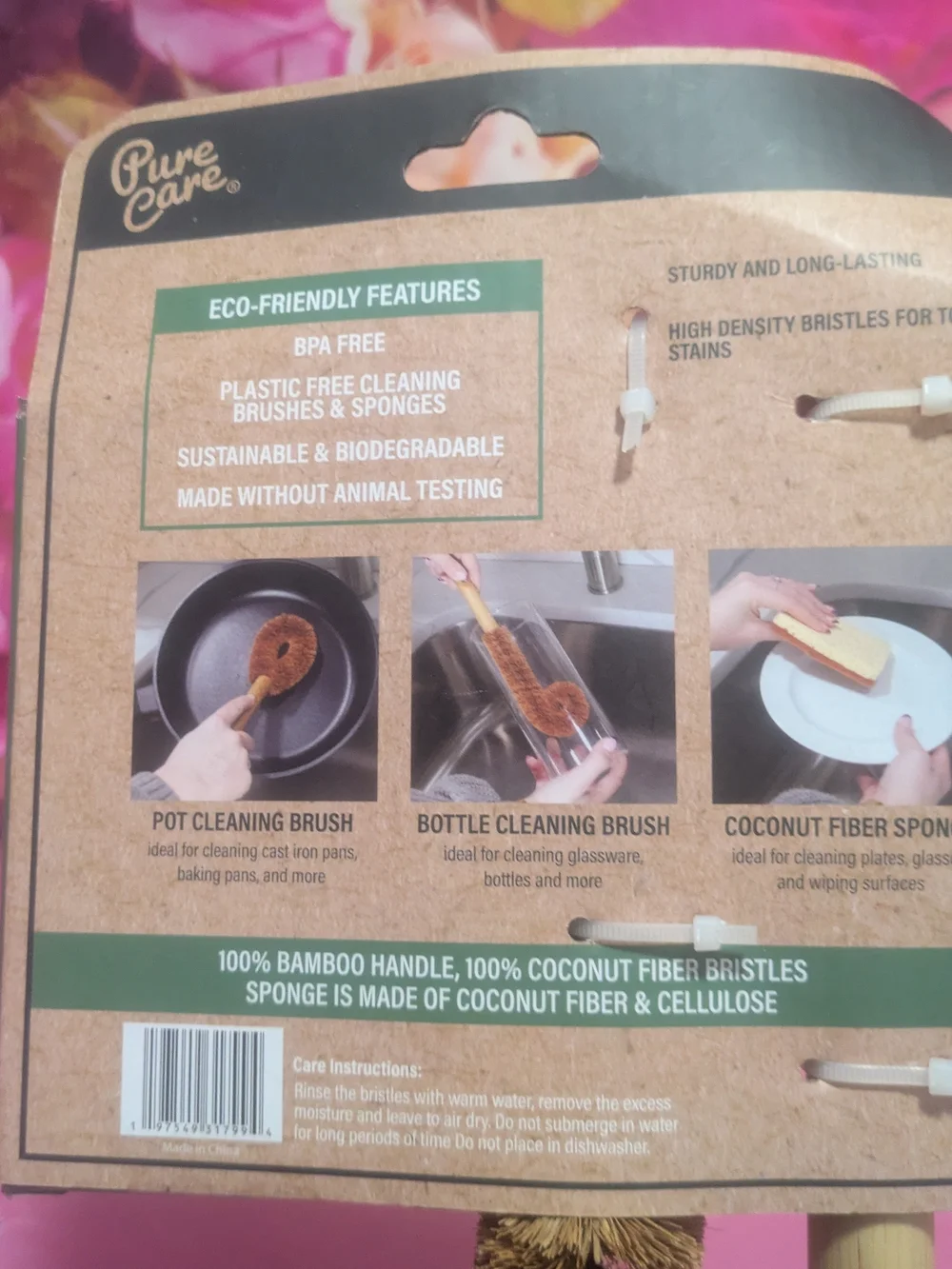 Live Green Sponge & Natural Fiber Cleaning Brushes - Brown